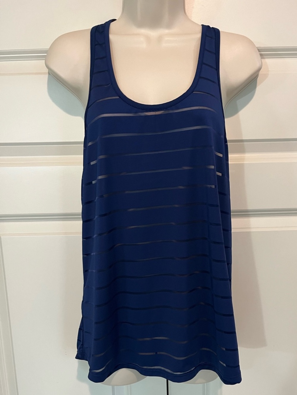 Zyia Active Navy Sheer Stripe Sleeveless Tank